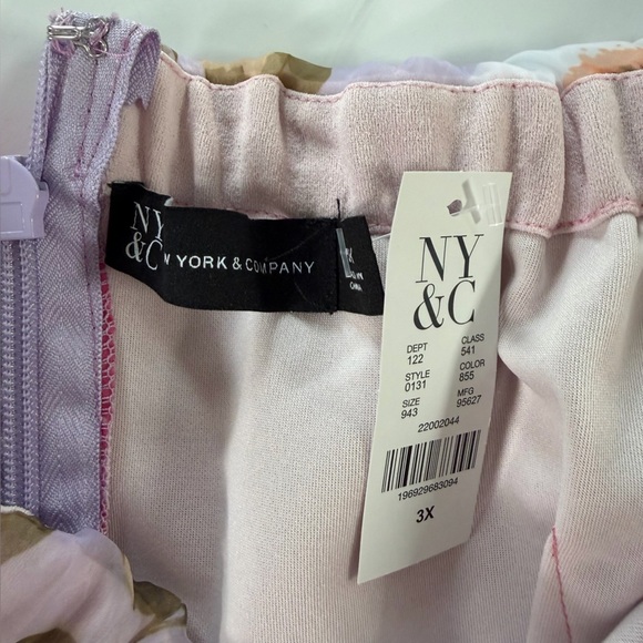 New York & Company Dress Womens Plus Sz 3X Purple Floral Organza Ruffled New - Picture 6 of 11